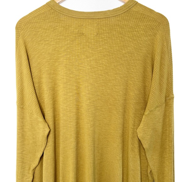 Offline by Aerie Womens Mustard Yellow Gold Ribbed Henley Long Sleeve Top Medium - Picture 6 of 8